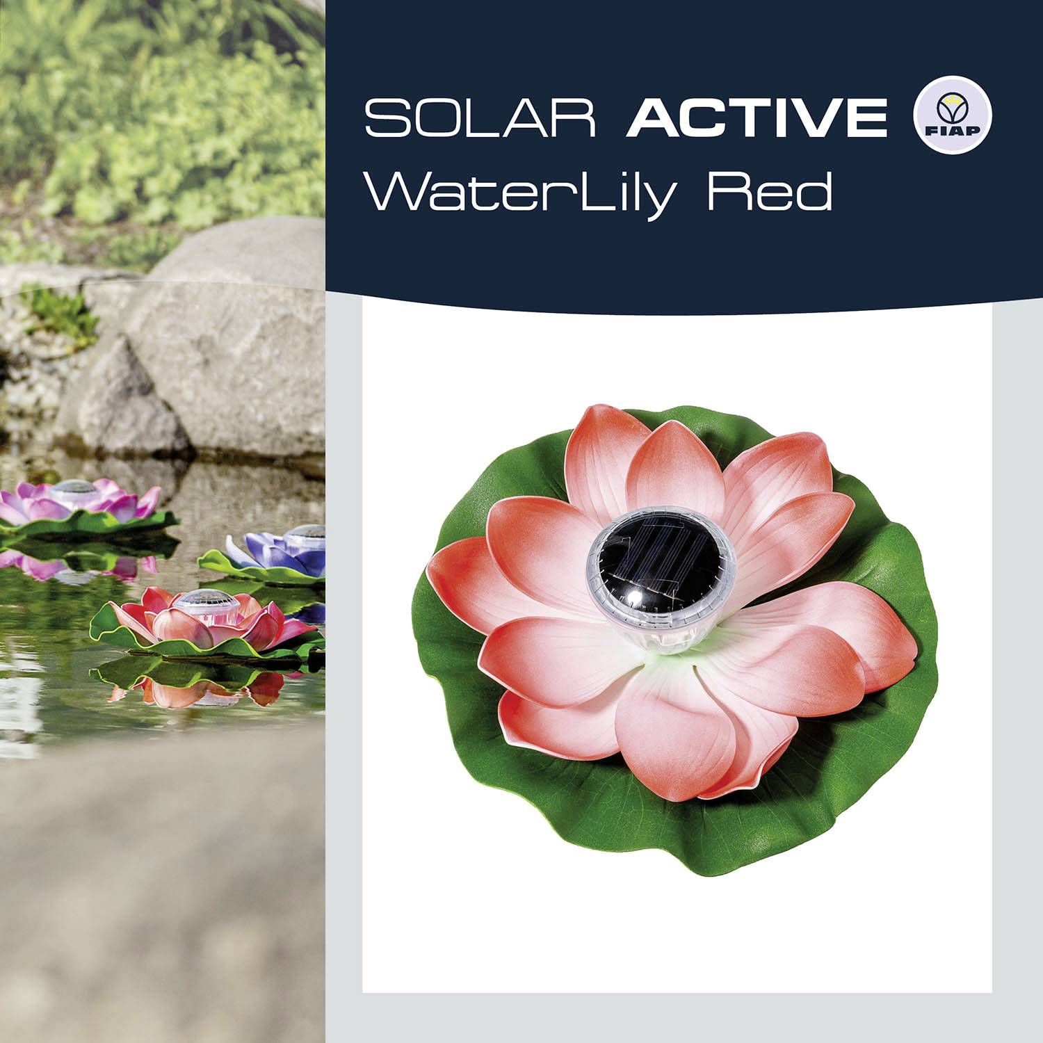 FIAP 3206-4 SOLAR ACTIVE WaterLily Red Solar-Dekoleuchte LED LED fest eingebaut Rot