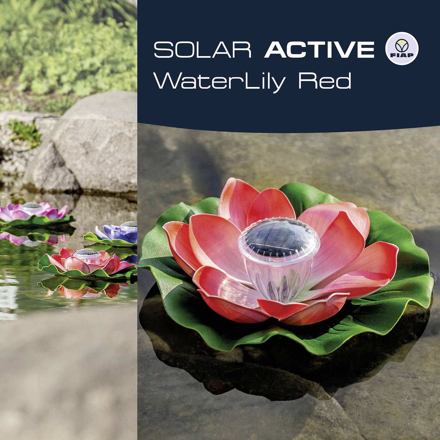 FIAP 3206-4 SOLAR ACTIVE WaterLily Red Solar-Dekoleuchte LED LED fest eingebaut Rot