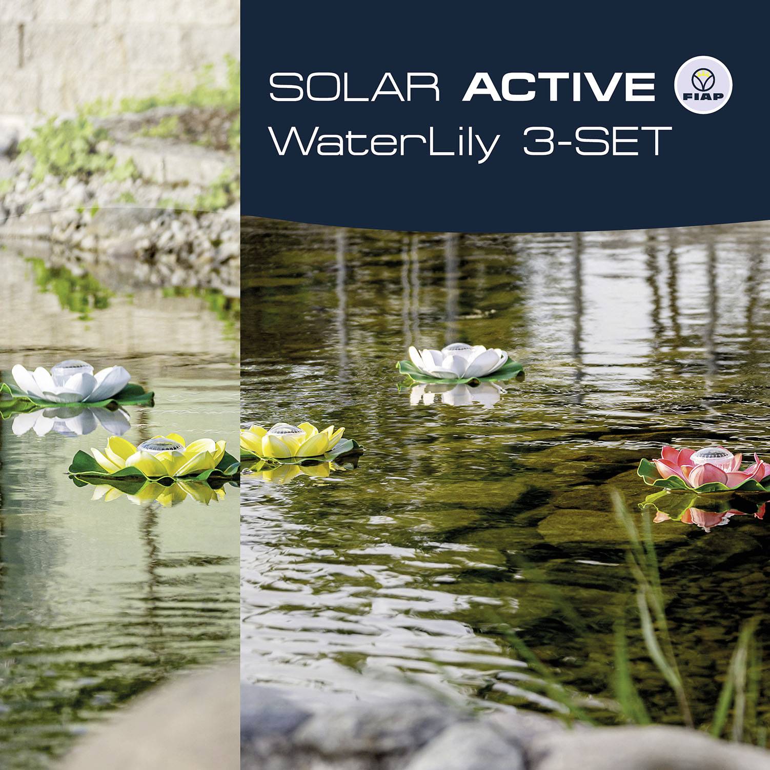 FIAP 3206-5 SOLAR ACTIVE WaterLily 3er SET Solar-Dekoleuchte 3er Set LED LED fest eingebaut Weiß, Gelb, Rot