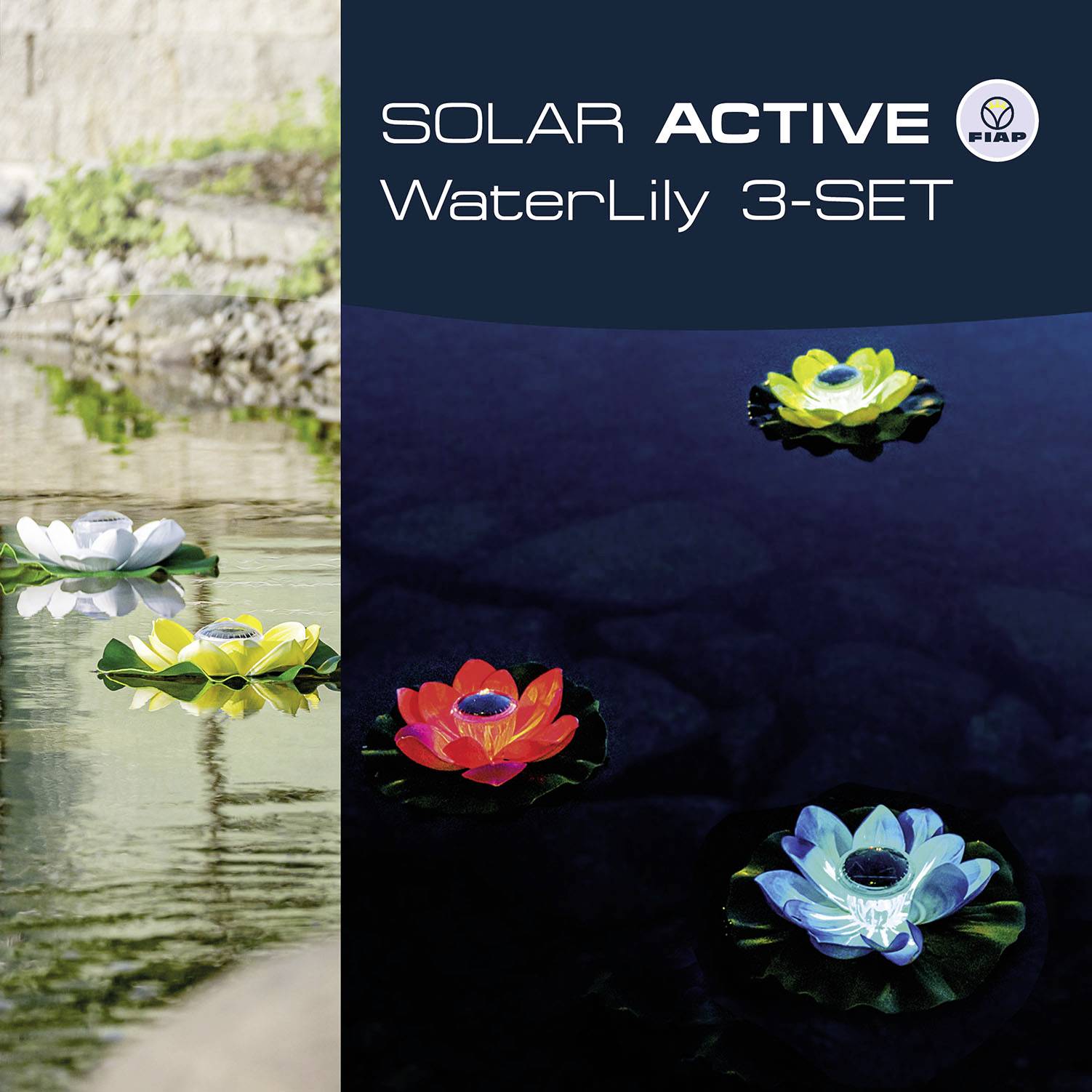FIAP 3206-5 SOLAR ACTIVE WaterLily 3er SET Solar-Dekoleuchte 3er Set LED LED fest eingebaut Weiß, G
