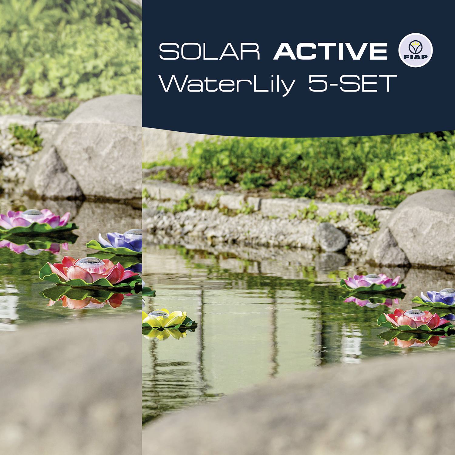 FIAP 3206-6 SOLAR ACTIVE WaterLily 5er SET Solar-Dekoleuchte 5er Set LED LED fest eingebaut Weiß, Gelb, Rot, Pink, Lila