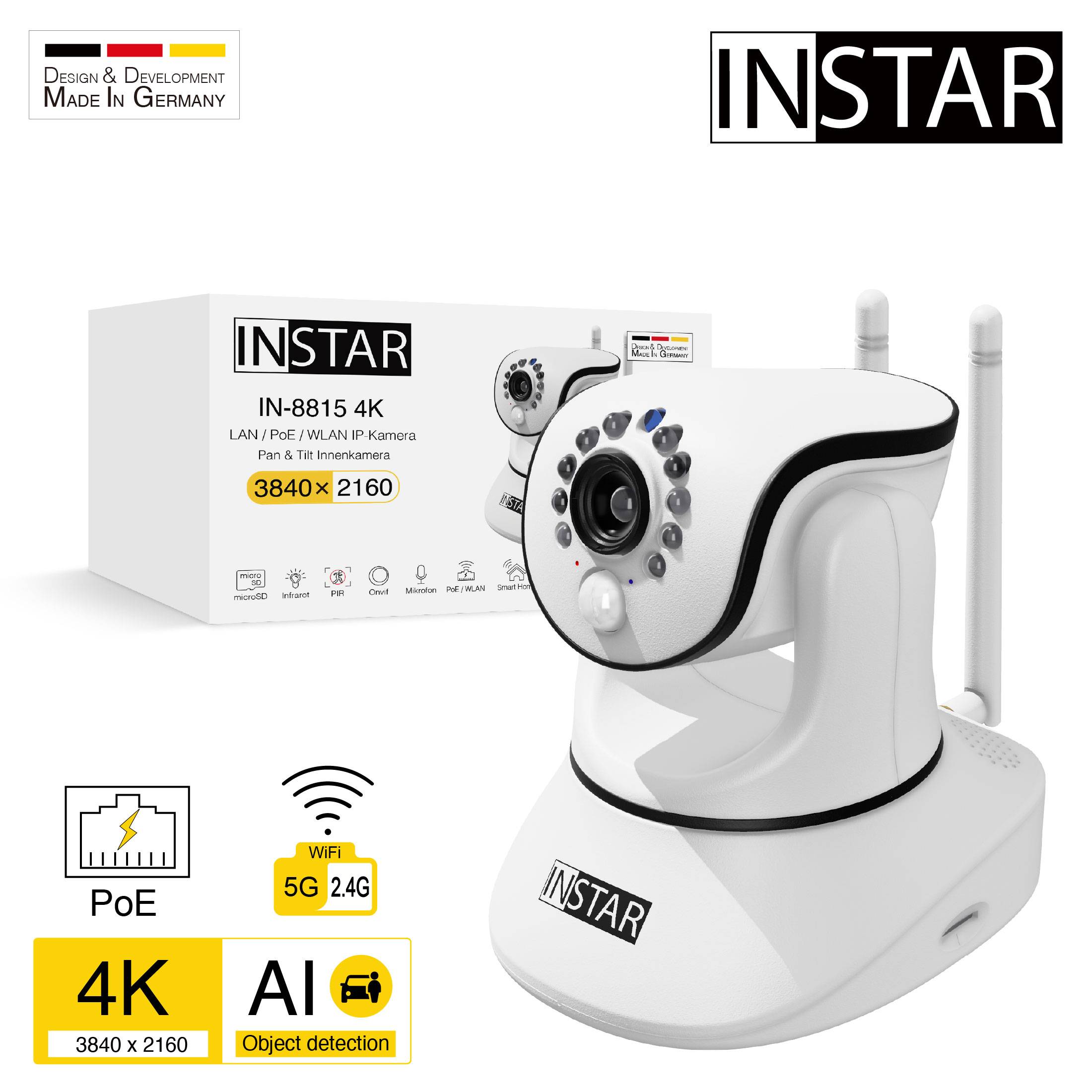 INSTAR IN-8815 4K POE/WLAN weiß 18006 WLAN IP Überwachungskamera