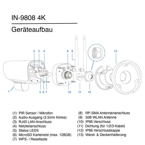 INSTAR IN-9808 4K schwarz 18001 IP Überwachungskamera INSTAR IN-9808 4K schwarz 18001 IP Überwachungskamera