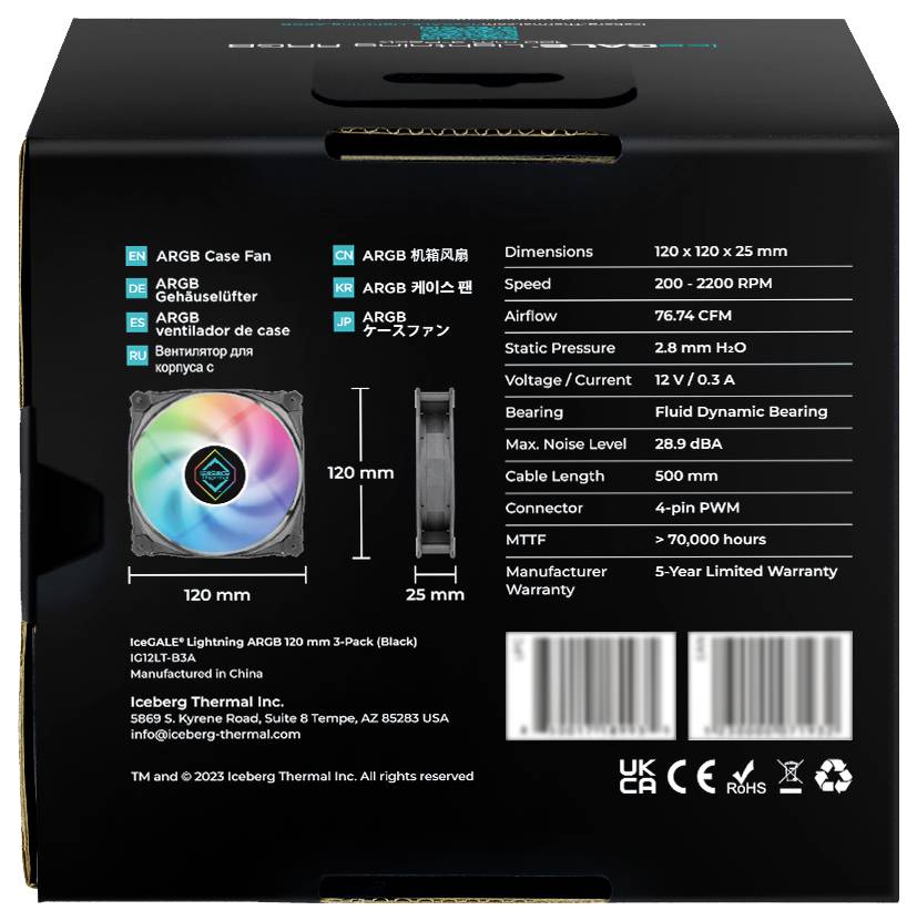 Iceberg Interactive IG12LT-B3A PC-Gehäuse-Lüfter Schwarz