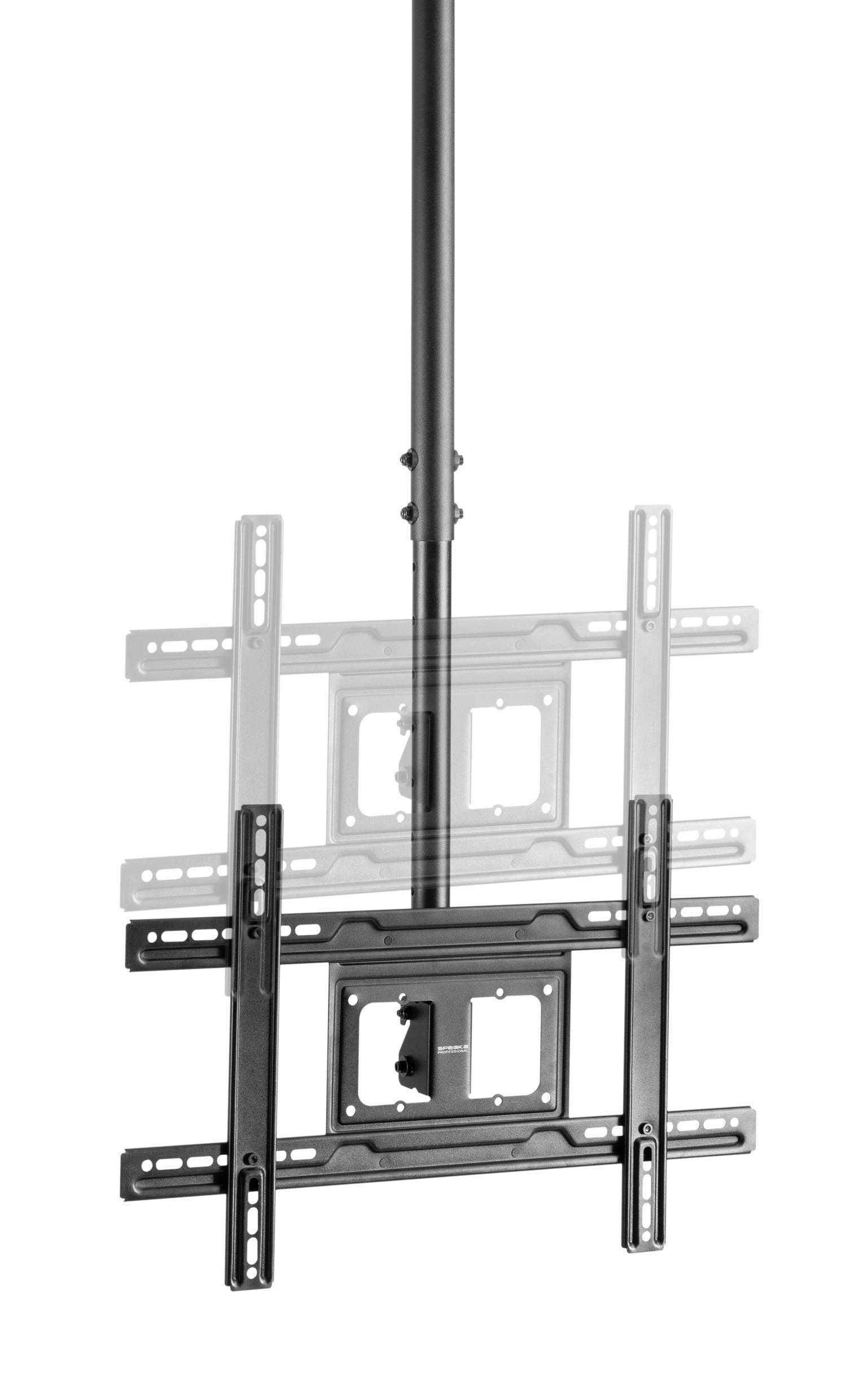 Deckenmontierter TV-Halter mit verstellbarer Neigung und Höheneinstellung. Geeignet für Flachbildschirm-Fernseher verschiedener Größen.