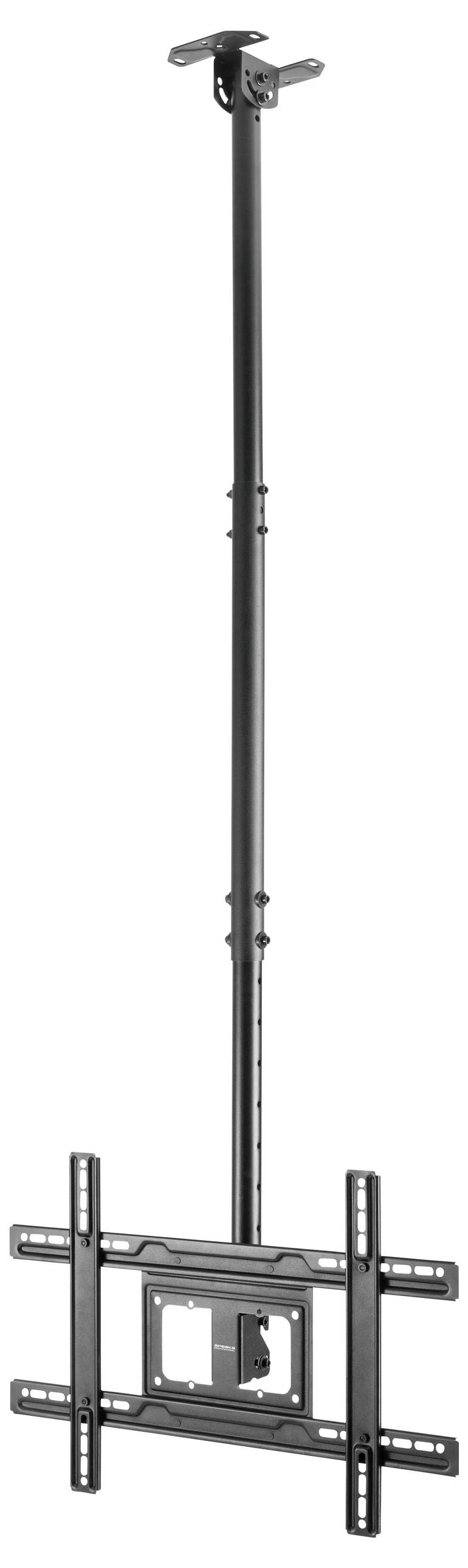 Deckenhalterung für TV mit verstellbarer Stange für optimale Höhenpositionierung. Geeignet für verschiedene Flachbildschirm-Größen.