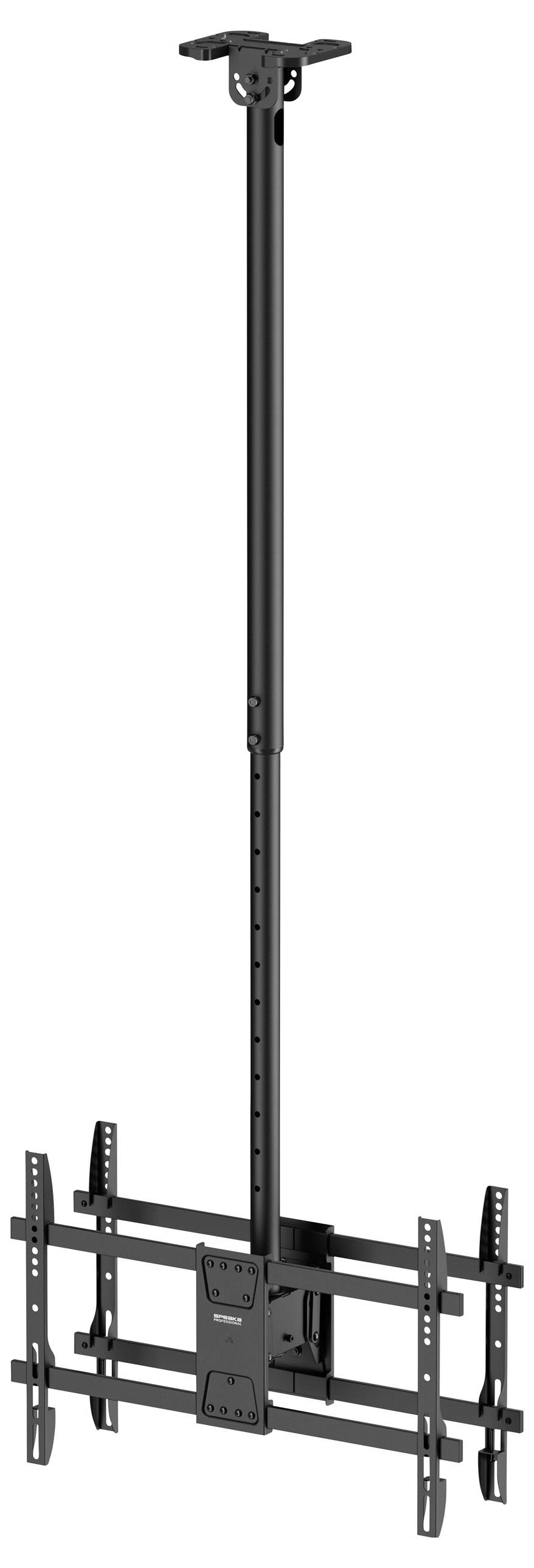 Deckenhalterung für Fernseher mit verstellbarer Stange und Halterung. Entwickelt, um Flachbildschirm-Fernseher zu tragen und eine Platzierung von oben in verschiedenen Umgebungen zu ermöglichen.