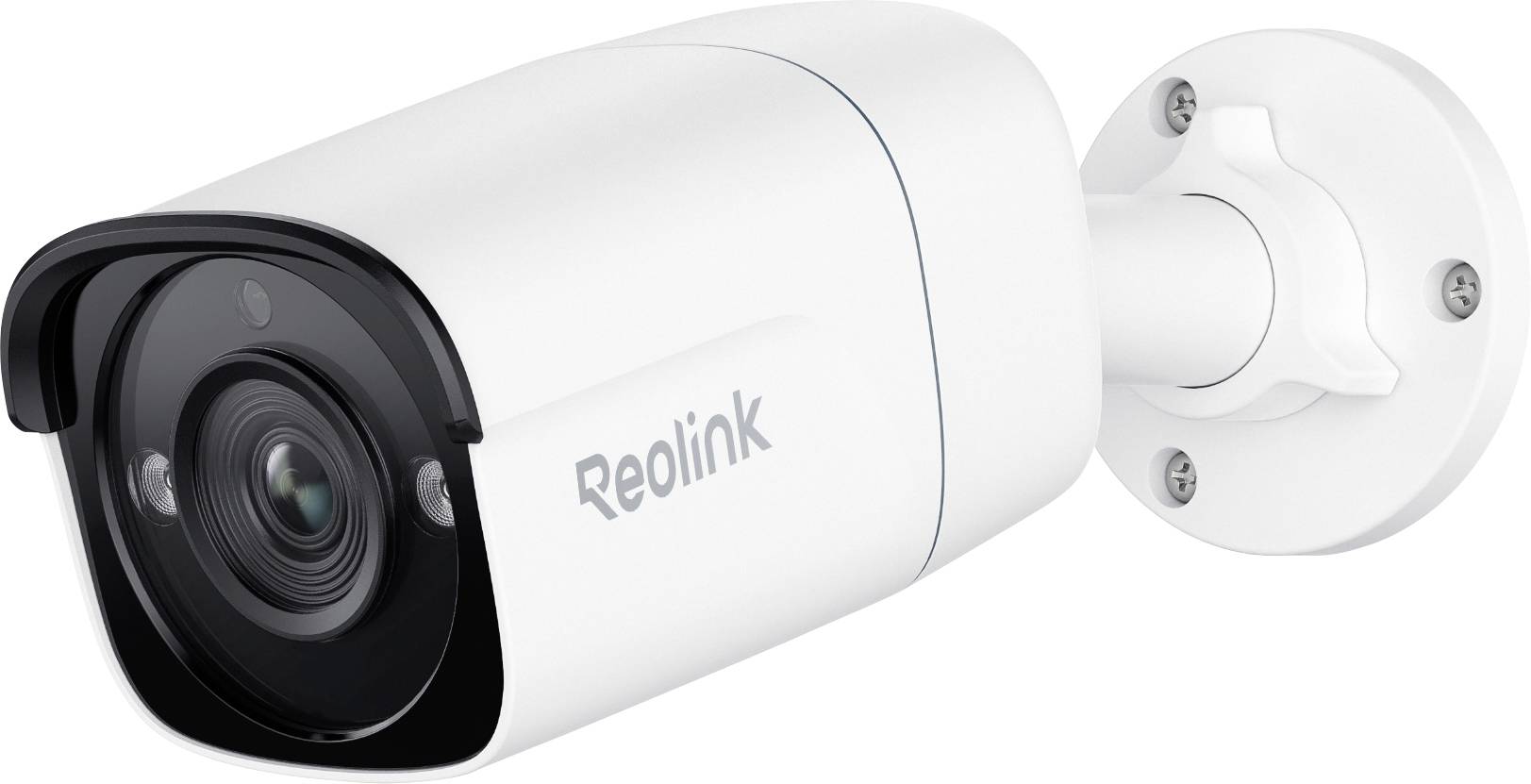 Überwachungskamera mit 'Reolink'-Branding, an einer Wand montiert.