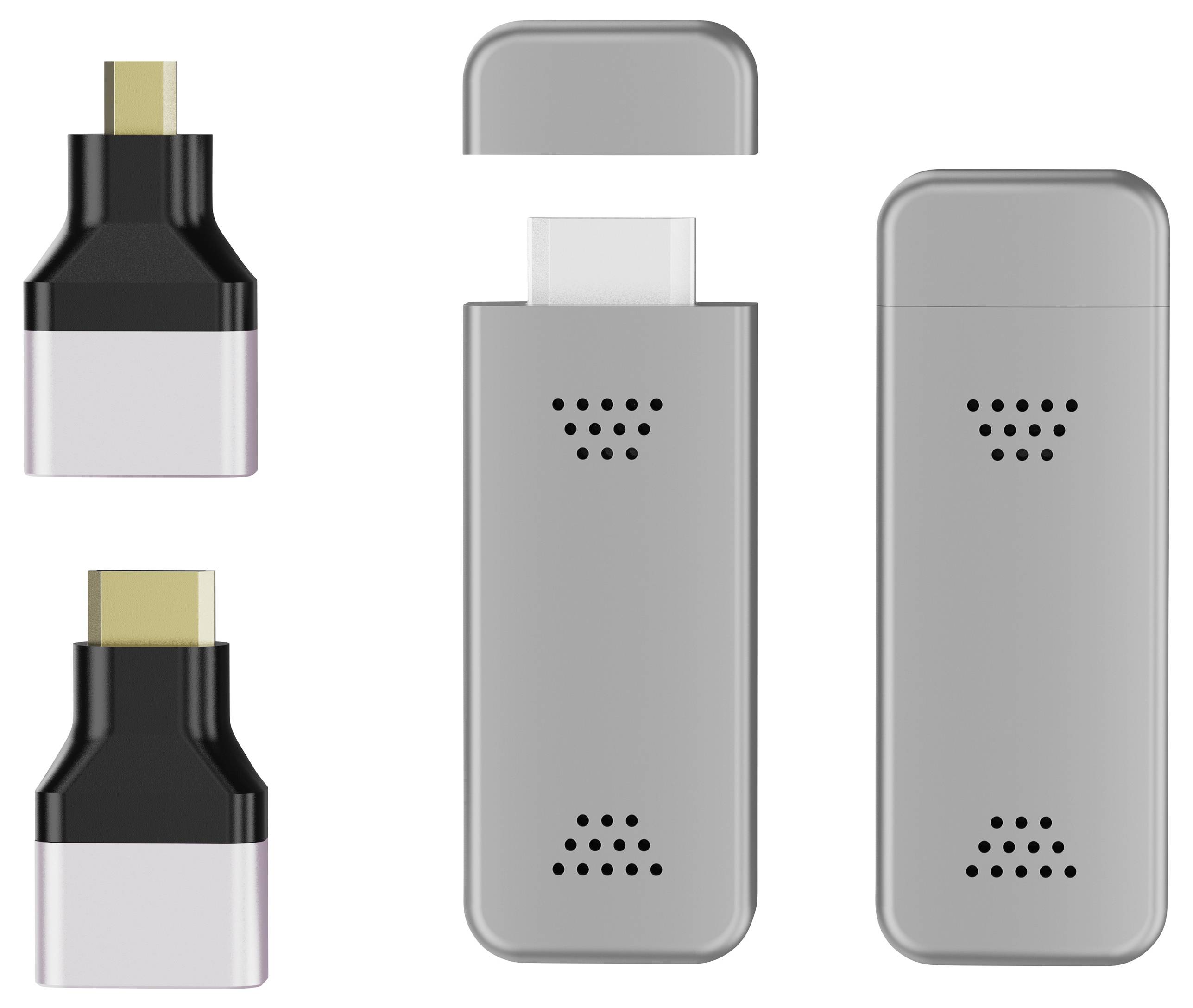 Bild von zwei elektronischen Geräten, eines in Schwarz und Gold, das andere in Silber, beide mit gelochten Frontblenden, höchstwahrscheinlich für die Belüftung.