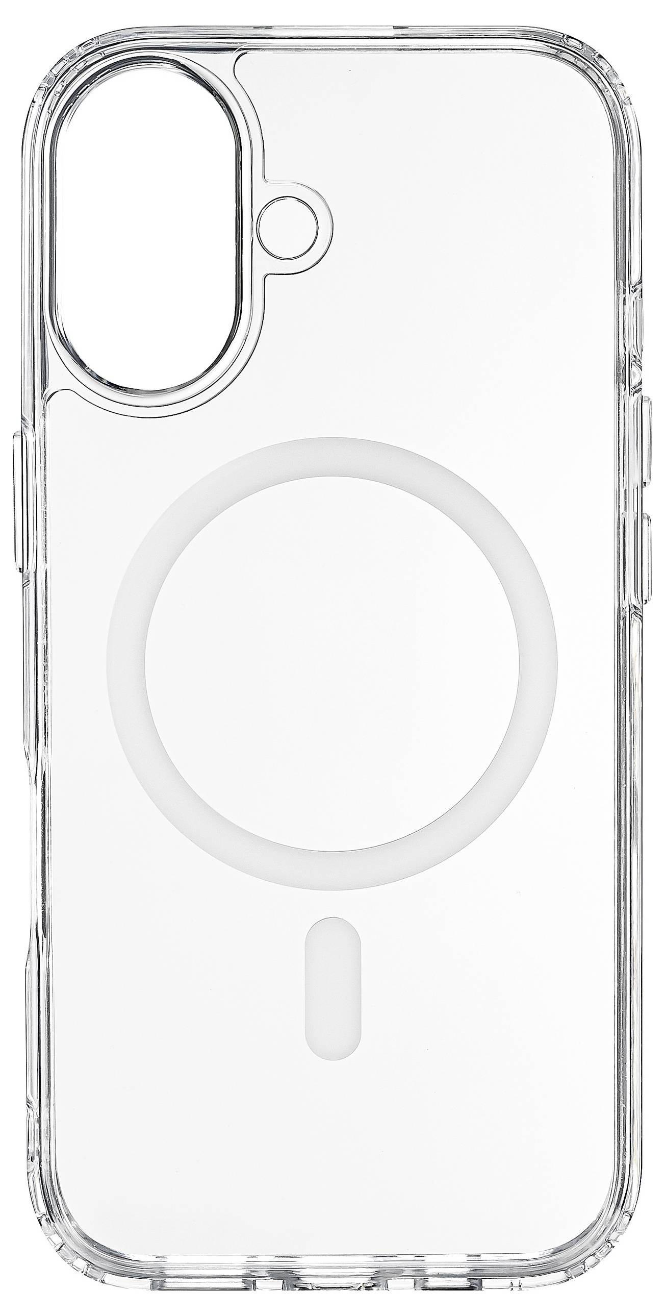 Transparente Handyhülle mit magnetischem Ring zur Ladungsausrichtung, entwickelt für ein Smartphone mit Dual-Kamera.
