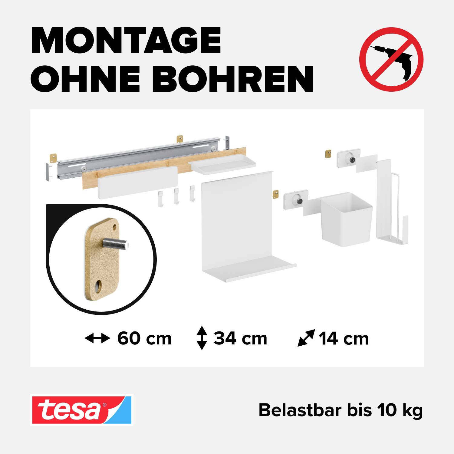 Tesa 70042-00000-00 Kombi-Set Weiß 1 Set