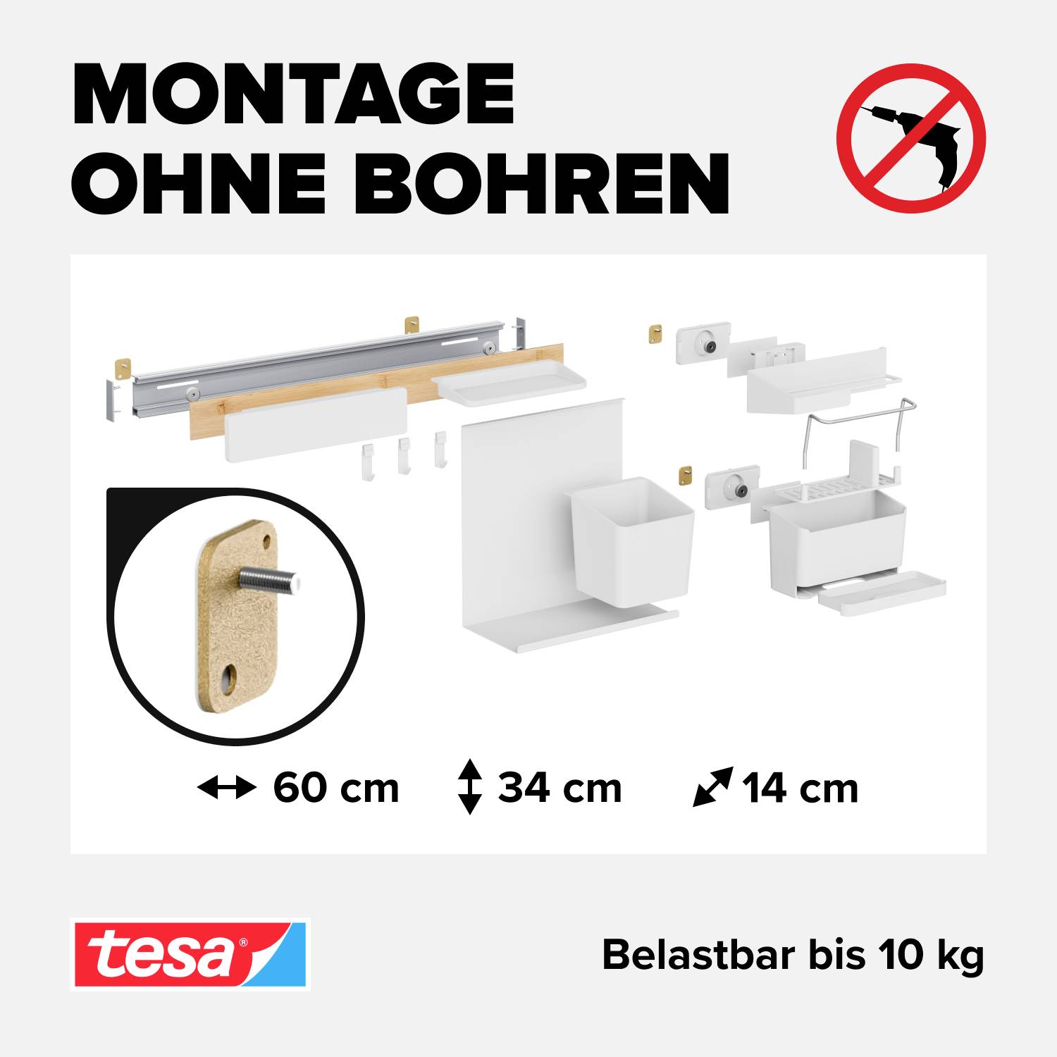 Tesa 70043-00000-00 Kombi-Set Weiß 1 Set