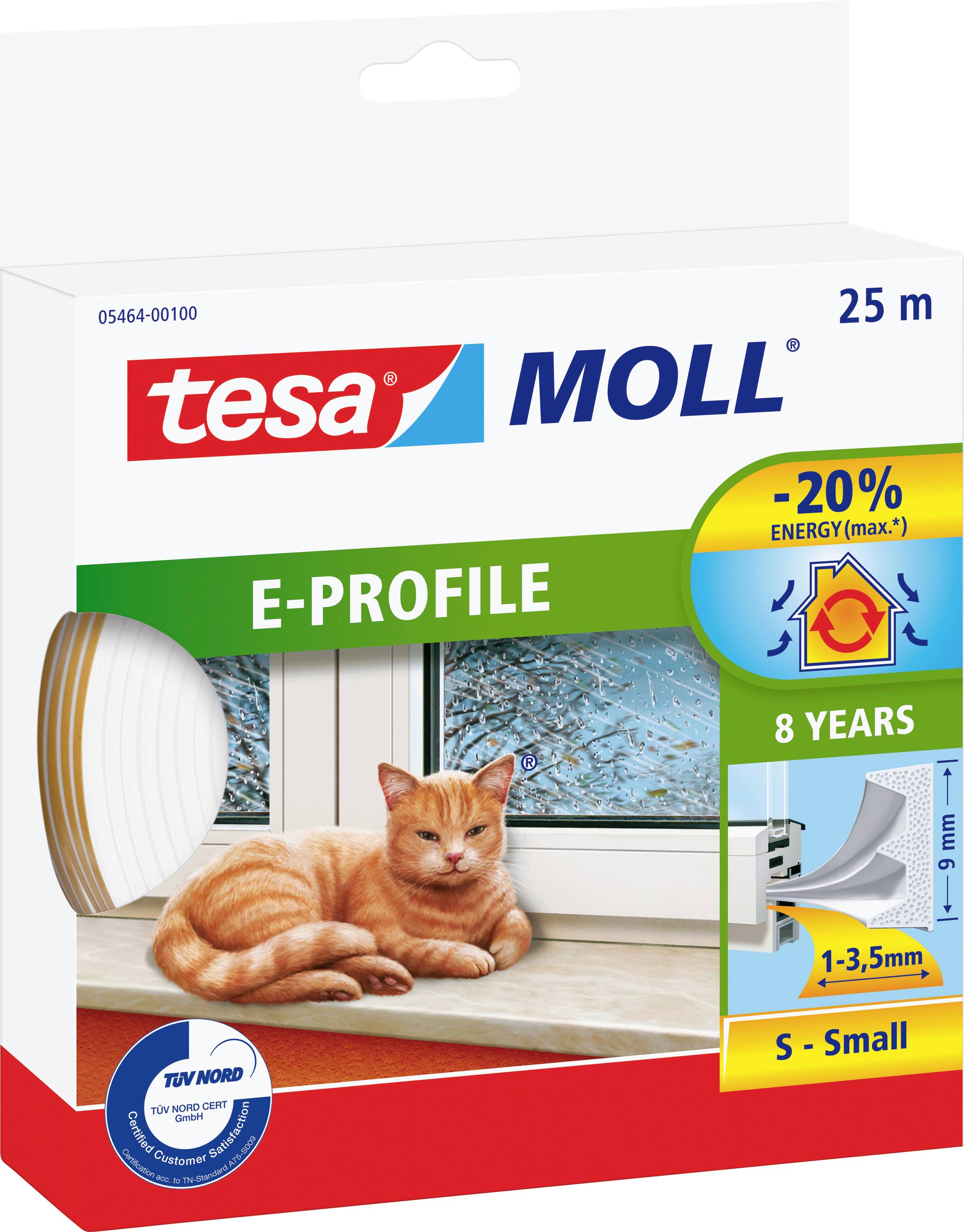 Tesa E-Profil 05464-00100-02 Dichtband tesamoll® Weiß (L x B) 25m x 9mm 25m
