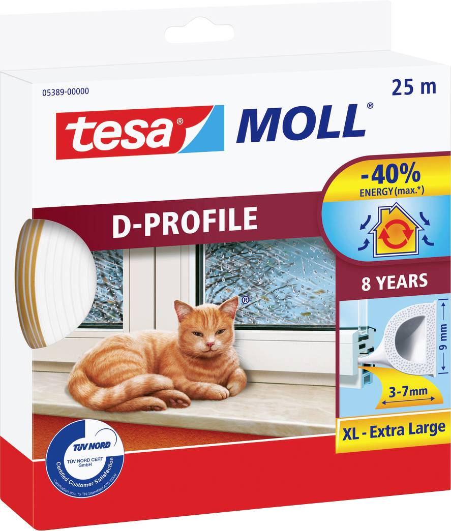Tesa D-Profil 05389-00000-00 Dichtband tesamoll® Weiß (L x B) 25m x 9mm 25m