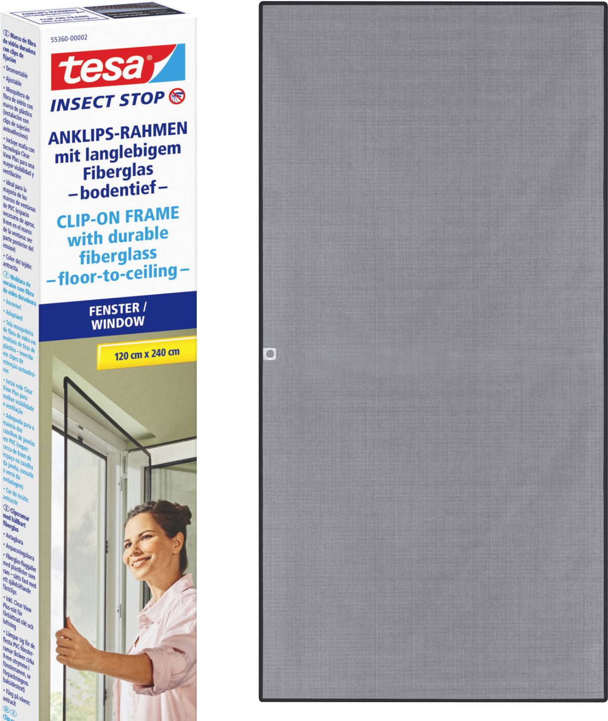 Tesa Insect Stop 55360-00002-00 Fliegengitter (B x H) 1.2m x 2.4m Anthrazit 1St.