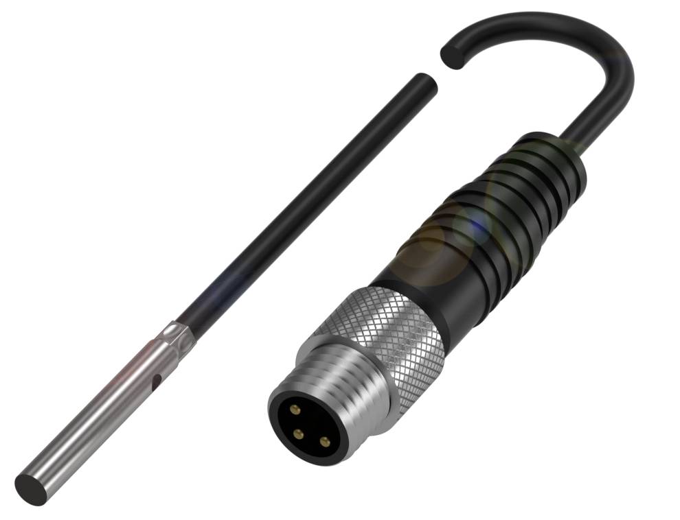 Steckdose-Metallstecker mit Schutzkappe, rund, schwarz und silberfarben, zeigt die Innenanschlüsse.