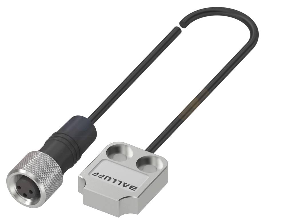 Ein Sensor mit Kabel und Metallanschluss von Balluff, geeignet zur präzisen Positionsmessung in industriellen Anwendungen.