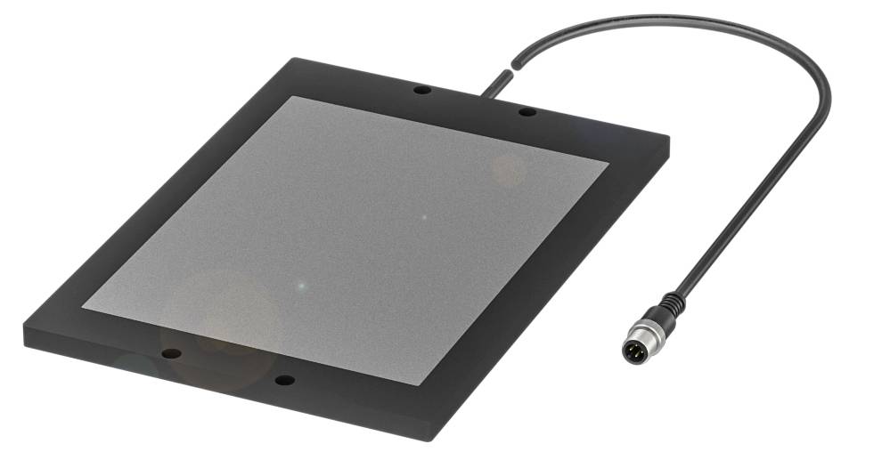 Ein rechteckiger, flacher Sensor mit Kabelanschluss zur Erkennung von Druck oder Gewicht.