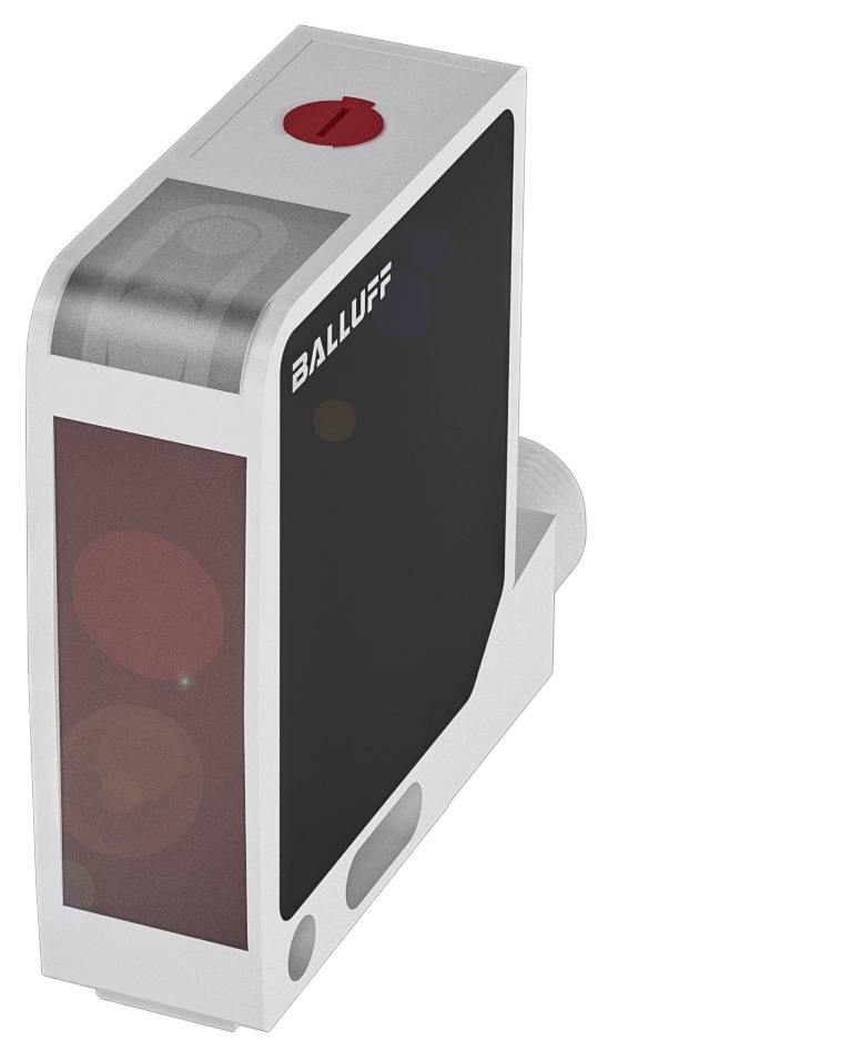 Ein rechteckiger Sensor mit der Aufschrift 'Balluff', roten und schwarzen Flächen, vermutlich ein elektronisches Messgerät.