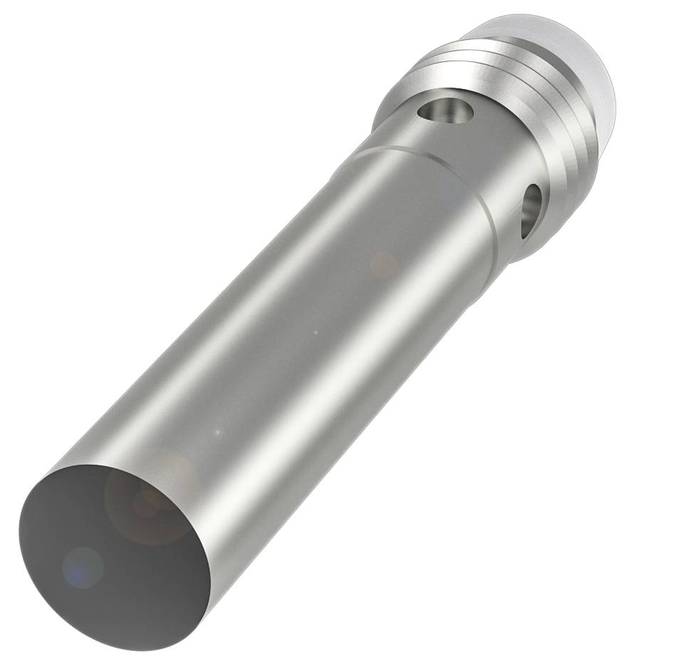 Metallzylinder mit abgerundetem Ende und mehreren Löchern, möglicherweise ein Maschinenteil oder Werkzeugaufsatz.