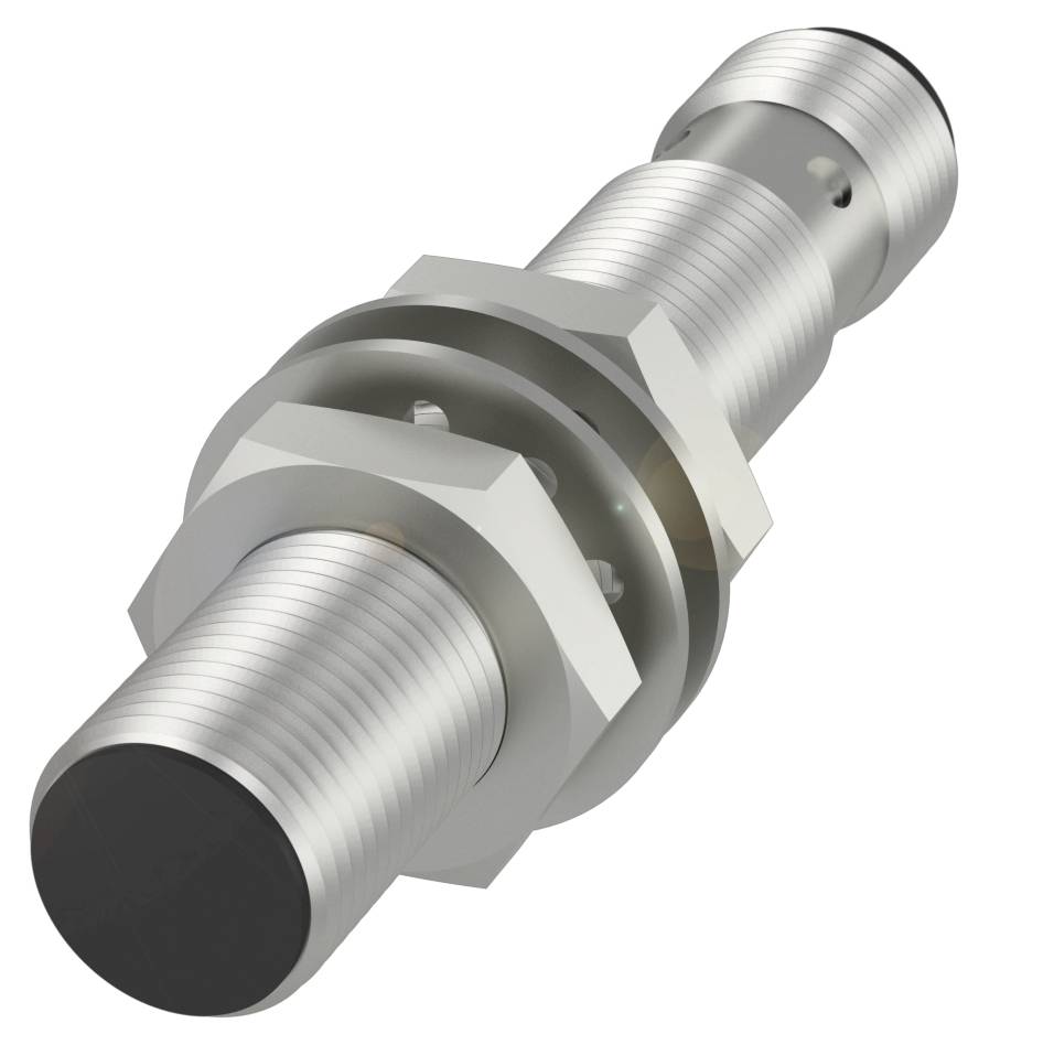 Zylinderförmiger Metallbolzen mit Schraubengewinde und Sechskantmutter, geeignet für mechanische Befestigung.