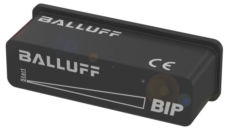 Ein schwarzes rechteckiges Gerät mit der Aufschrift 'BALLUFF' und 'BIP' sowie einem CE-Zeichen. Es scheint ein technisches Produkt zu sein.