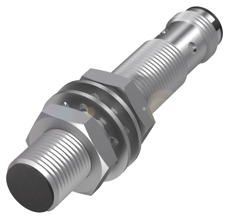 Zylindrischer Metalladapter mit Gewinde und Sechskantmutter, wahrscheinlich Teil eines mechanischen Verbindungssystems.