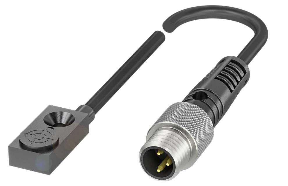 Magnetischer Sicherheitssensor mit verriegelbarem Kabel zur Überwachung von Maschinenabdeckungen oder Schutztüren.
