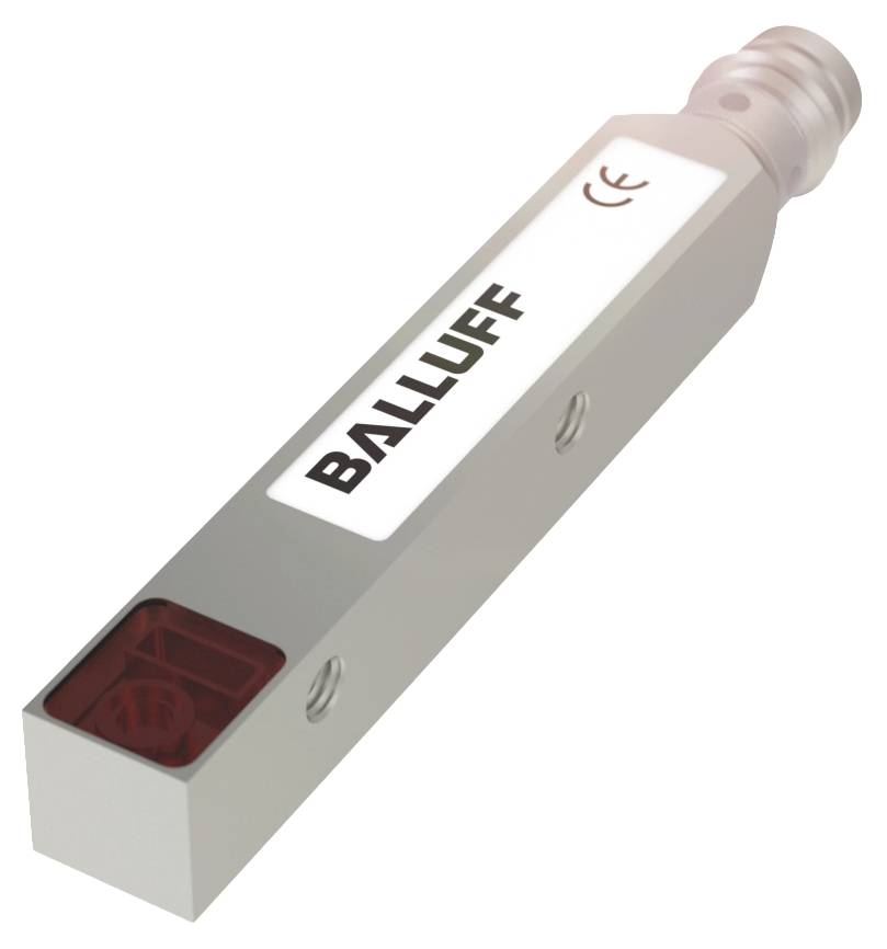 Bewegungssensor von Balluff in rechteckiger Form mit einem Anschluss an einem Ende.