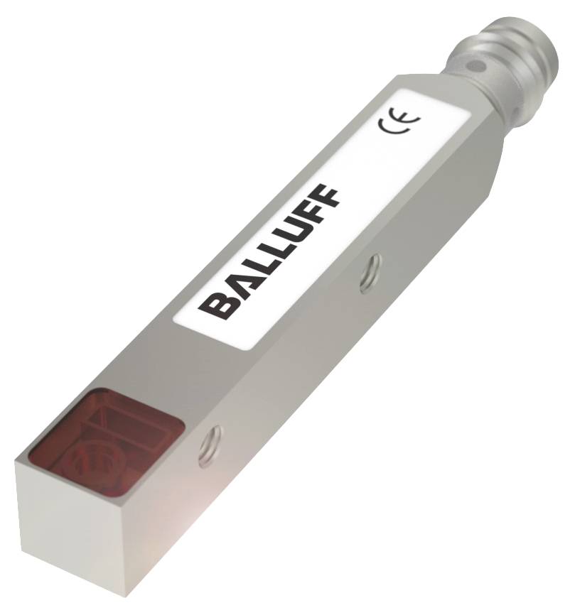 Sensorgerät mit rechteckigem Gehäuse, der Marke Balluff, CE-Kennzeichnung sichtbar.