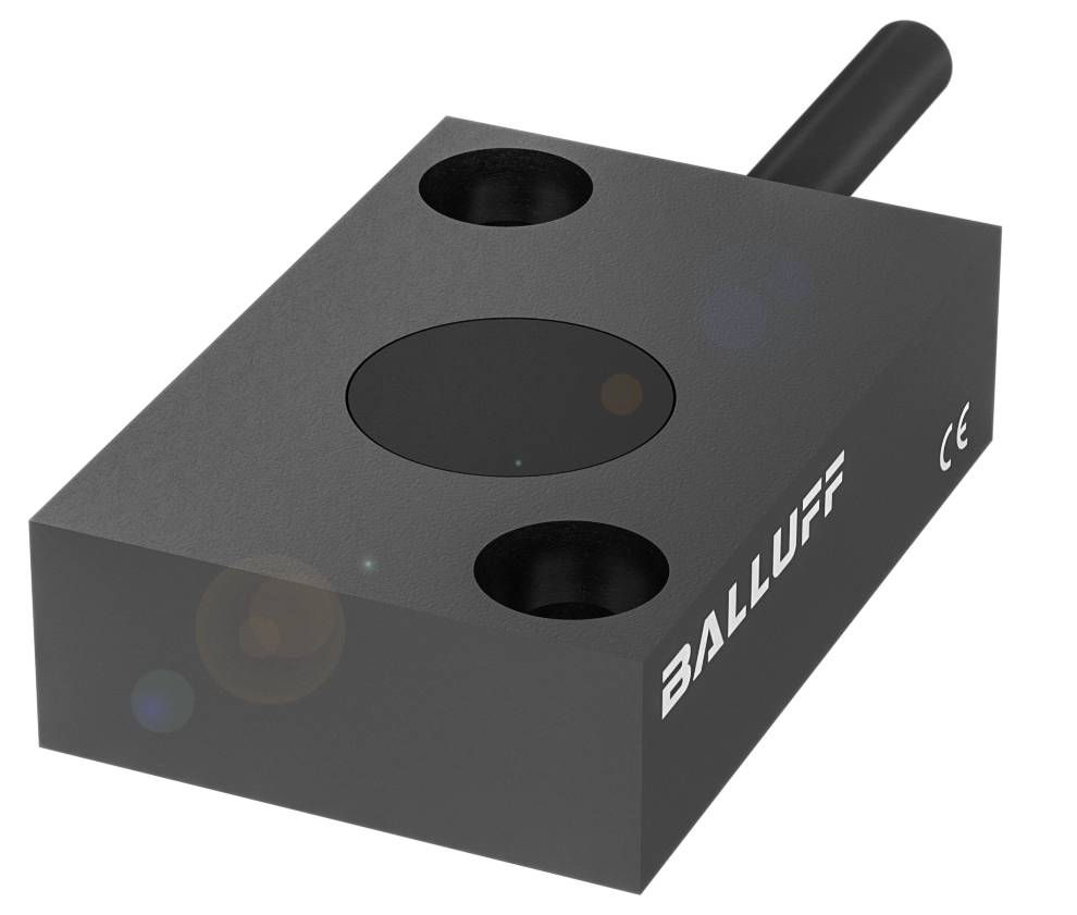 Ein rechteckiger Sensor von Balluff mit Kabelanschluss an der Oberseite, geeignet für industrielle Anwendungen.