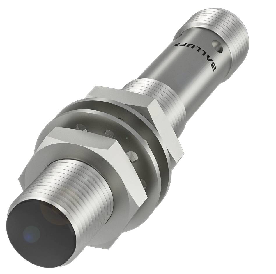 Induktiver Sensor aus Metall, zylinderförmig mit Gewinde, nutzbar für Näherungserkennung in Industrieanwendungen.