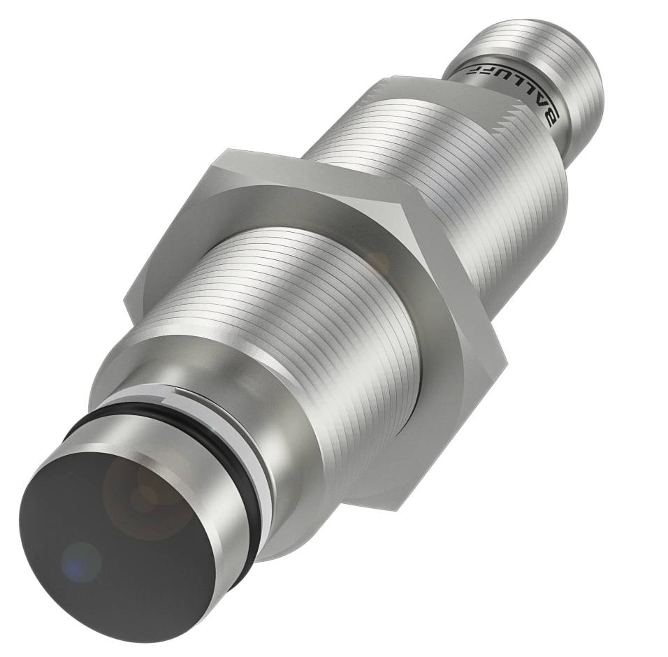 Metallsensor mit zylindrischem Gehäuse, benutzerfreundliches Design für Maschinen. Erfasst Objekte durch elektromagnetische Felder.