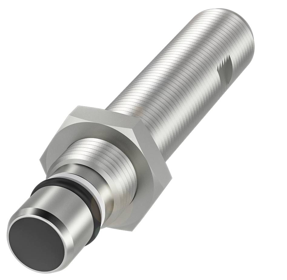 Zylindrischer Metall-Sensor mit Gewinde, geeignet für industrielle Anwendungen zur Erkennung von Objekten ohne direkten Kontakt.