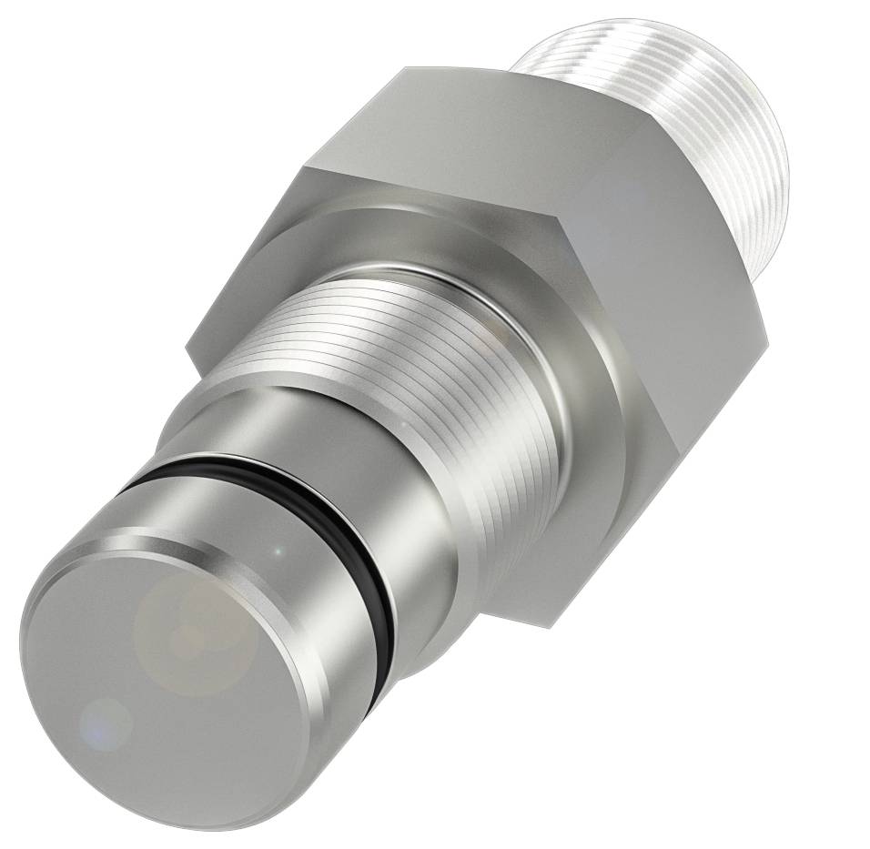 Metallischer Zylinder mit Gewinde und Sechskantkopf, ähnlich einem Schraubbolzen, verwendet für mechanische Verbindungen.