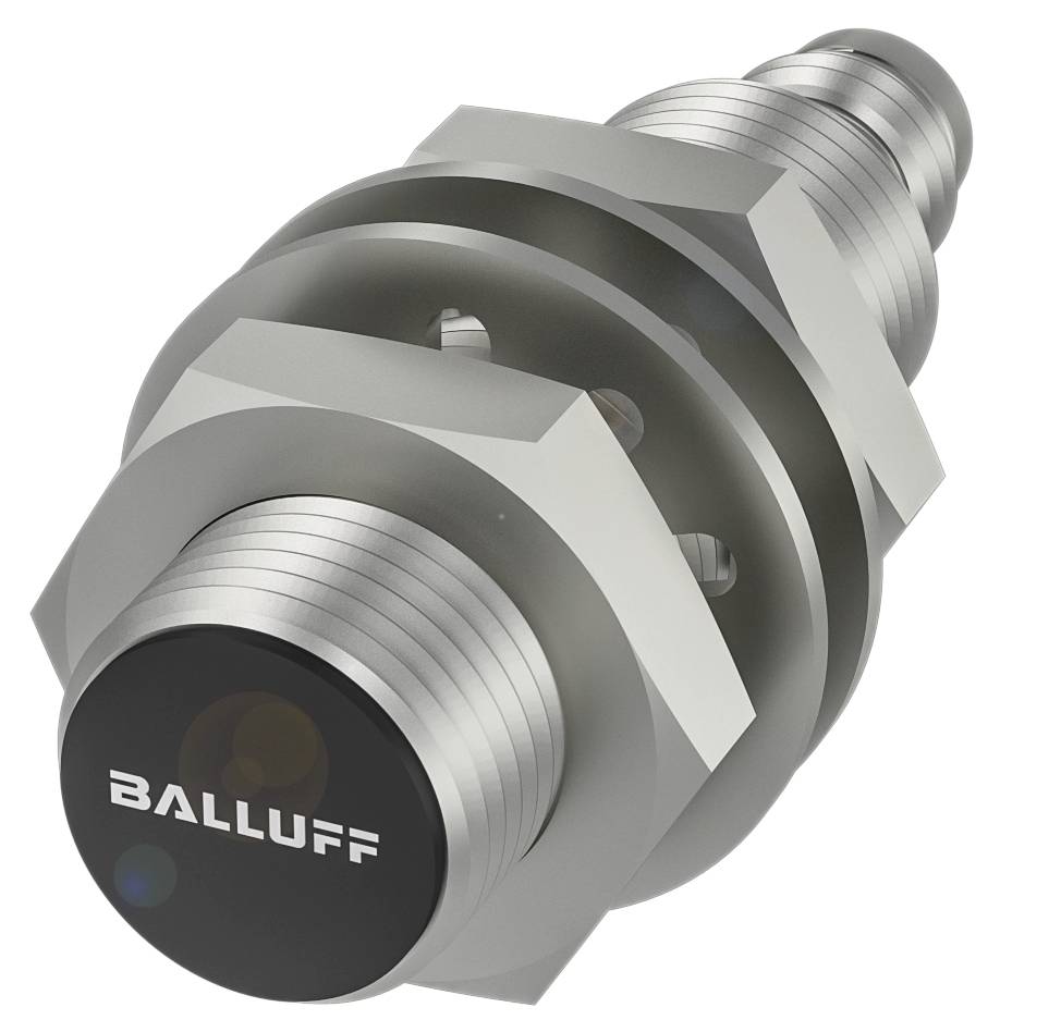 Induktiver Sensor von Balluff, zylindrische Form, speziell für Positionsüberwachung und Objektdetektion in industriellen Anwendungen.