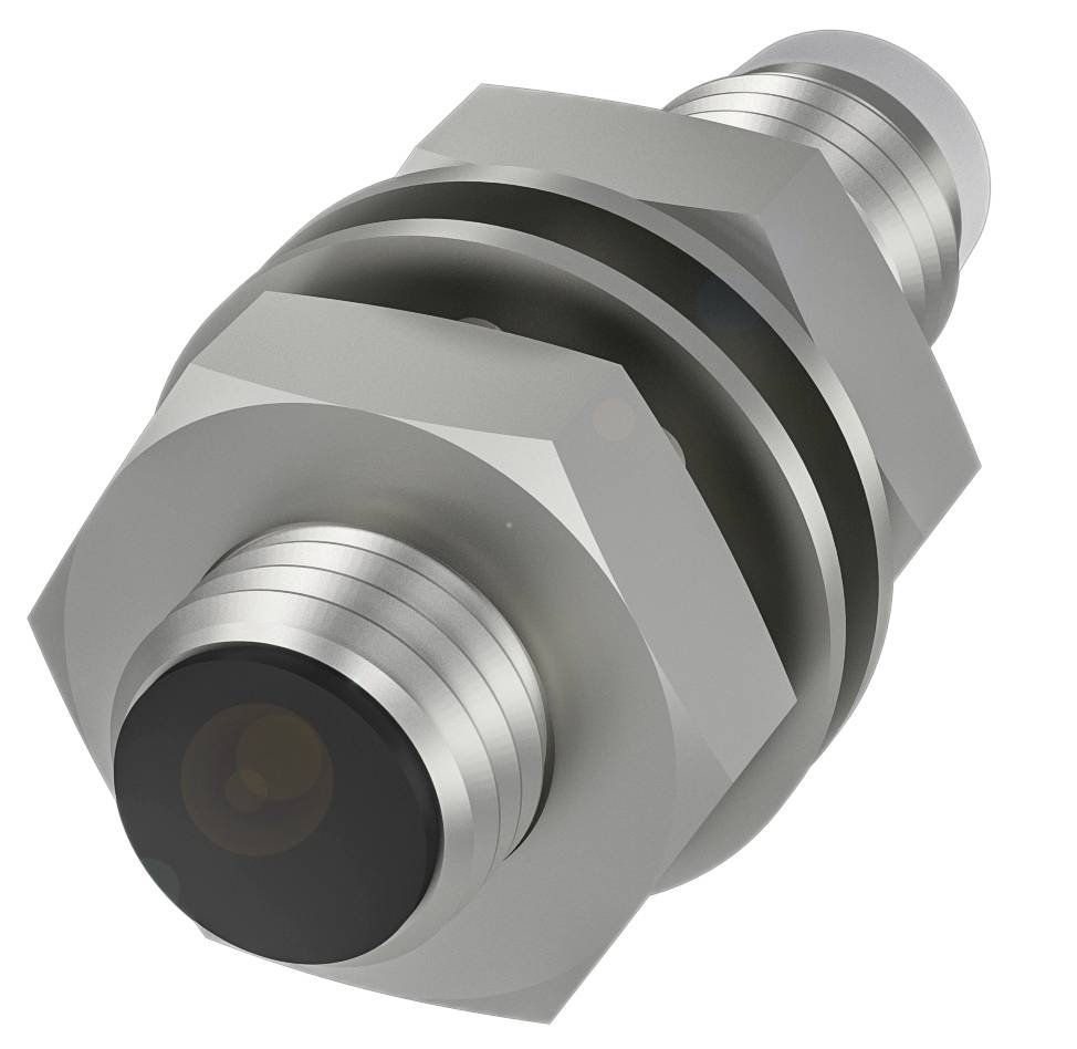Metallsensor mit zylindrischer Form und sechseckiger Basis, verwendet zur Positionsüberwachung in industriellen Anwendungen.