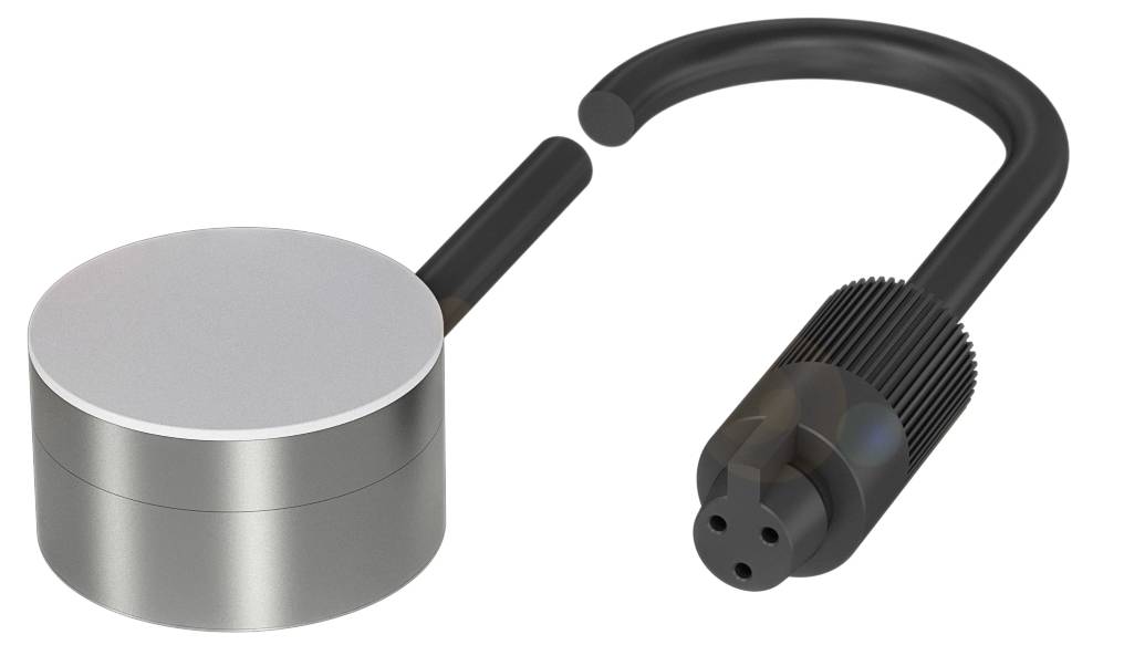 Ein offener, zylindrischer Metallverschluss neben einem Haken, der Teil eines Sicherheitsschlosses zu sein scheint.
