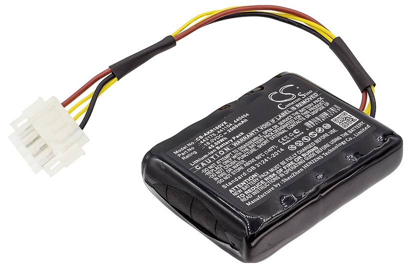 Ein schwarzer Akku mit spezifischer Spannungsangabe und Kabelanschlüssen, bereit für den Einsatz in elektronischen Geräten.