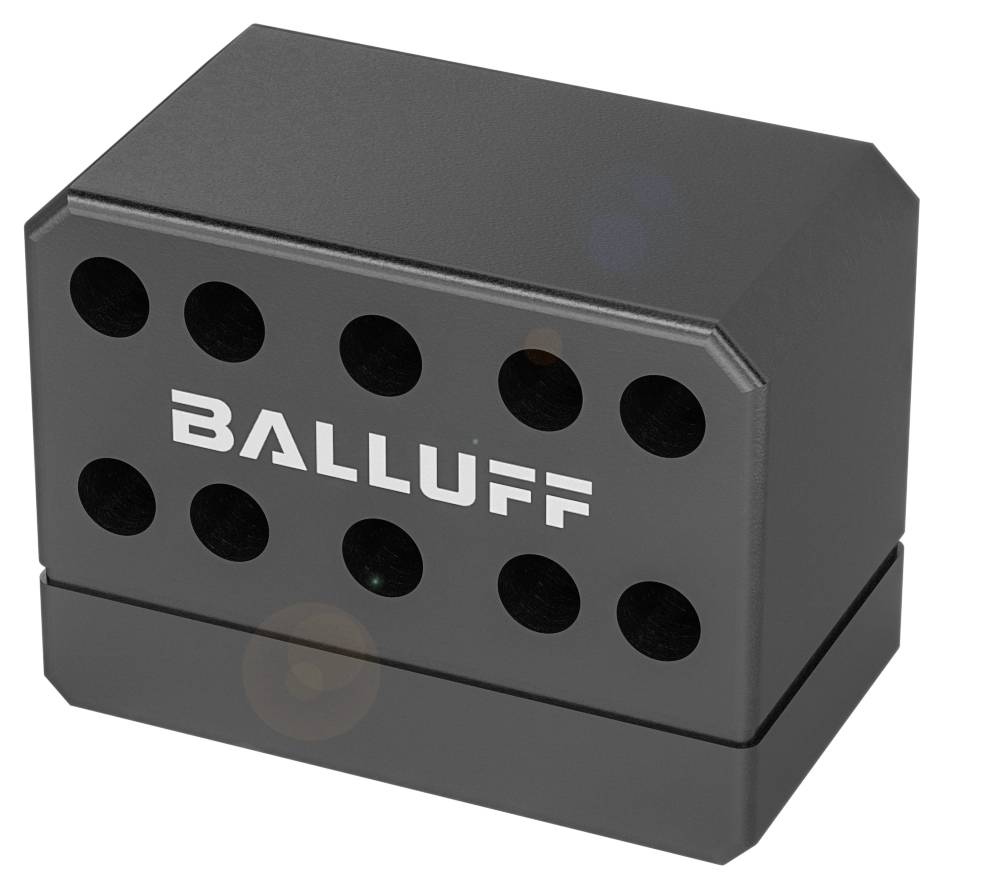 Schwarzes rechteckiges Gerät mit der Aufschrift 'BALLUFF' und mehreren runden Öffnungen.