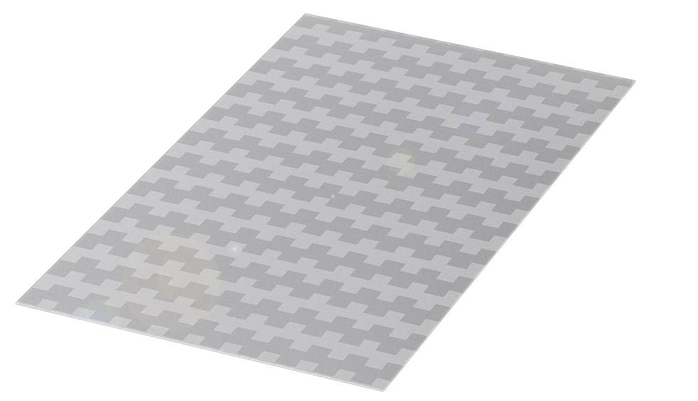 Ein rechteckiges Blatt mit einem gleichmäßigen Muster aus grauen Pluszeichen, gleichmäßig auf der Fläche verteilt.