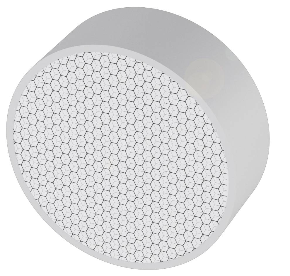 Ein zylindrisches Objekt mit einer wabenförmigen Struktur auf der Oberseite.