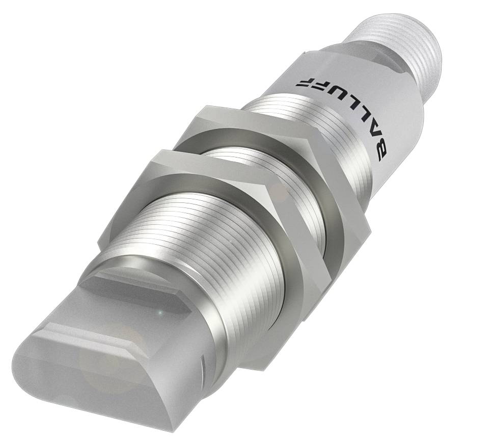 Metallsensor in zylindrischer Form mit Aufschrift 'BALLUFF', geeignet für industrielle Anwendung.