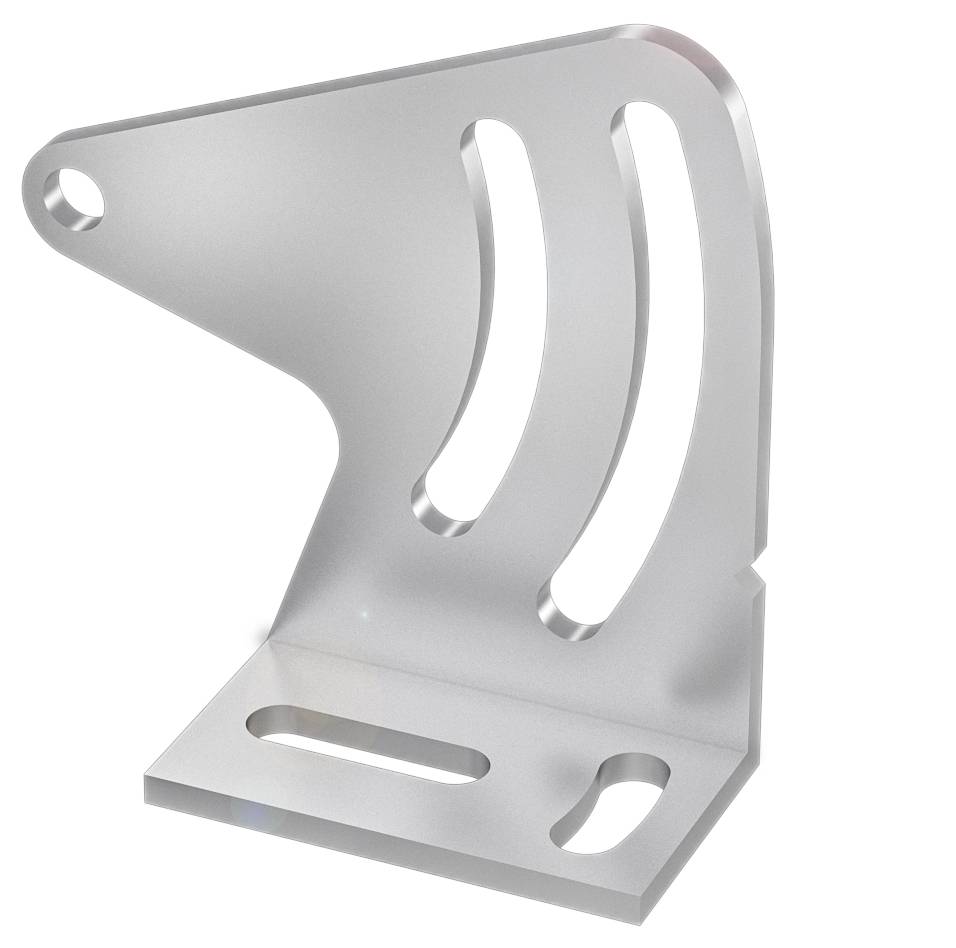 Metallwinkelhalterung mit mehreren Schlitzen, geeignet zur Befestigung oder Stützung von Strukturen.