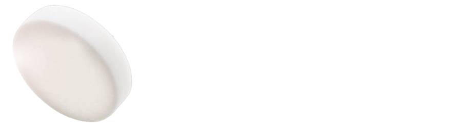 Einweißes, flaches, rundes Objekt auf weißem Hintergrund, möglicherweise eine Seifenscheibe oder ein ähnlicher Gegenstand.