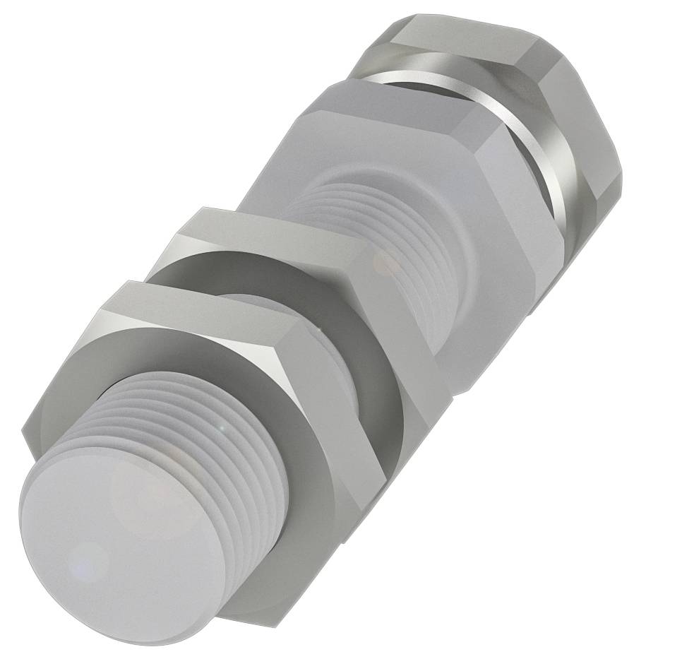 Ein Metallverschluss mit Gewinde, bestehend aus mehreren hexagonalen Elementen und Scheiben, die fest zusammengesetzt sind.