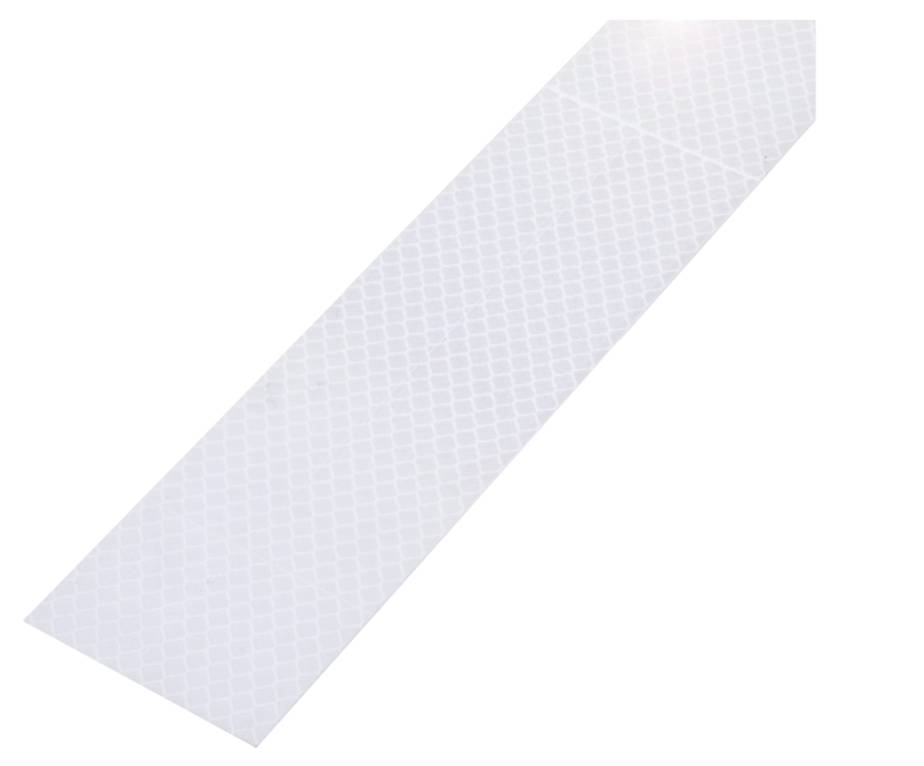 Langer weißer Streifen mit einem schrägen Ende und feiner Gitterstruktur auf der Oberfläche.