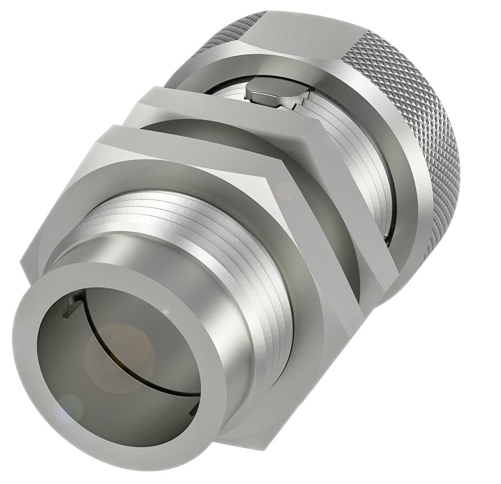 Silberner Metallstecker, zylindrisch, mit geriffelter Oberfläche. Geeignet für elektrische oder mechanische Verbindungssysteme.