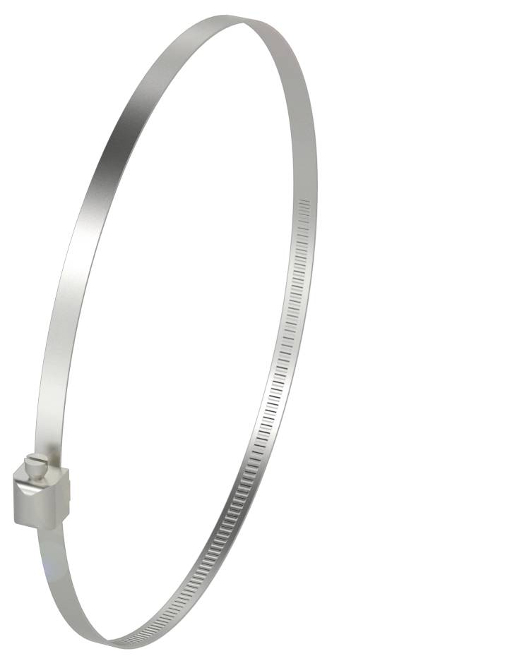 Metallischer Schlauchschelle in geschlossener Form, verwendet zur Befestigung von Schläuchen auf Anschlüssen oder Rohren.