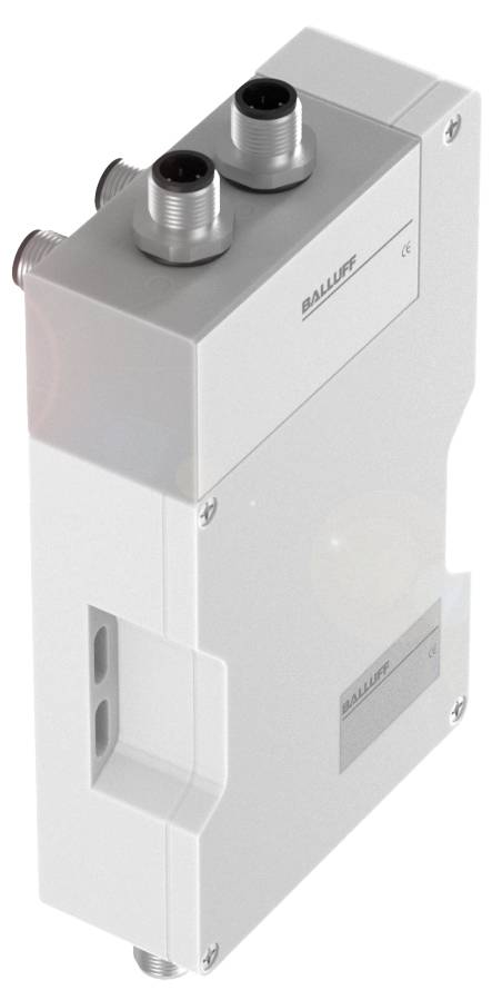 Ein rechteckiges, weißes Industriegerät mit Steckverbindungen und Beschriftungen.